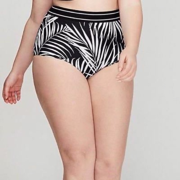 Cacique Palm Tree High Waisted Bikini Swimsuit Bottoms Slimming - Picture 1 of 9